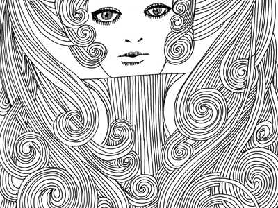 Ponytails decorative hair illustration line line drawing qcassetti swirls trumansburg