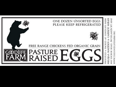 Egg label bear bee black and white decorative eggs farming food qcassetti