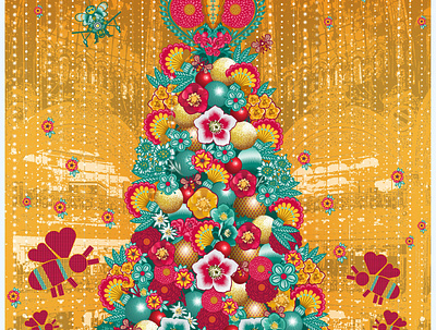 Visualization sketch for the Galeries Lafayette 2019 christmas galeries lafayette hive holiday illustration paris qcassetti queen queen bee queenbee tree