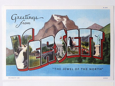 Versett: The Jewel of the North Postcard handpainted jewelofthenorth largeletter postcard selfpromotion typography