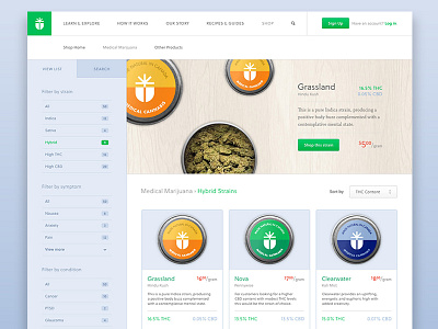 Medical Marijuana E-Commerce commerce ecommerce marijuana medical medicine pot shop ui ux weed