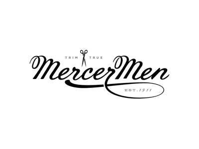 Mercer Men barber logo script typeface