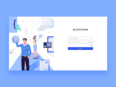 Blockchain log in blockchain design illustration log in technology ui
