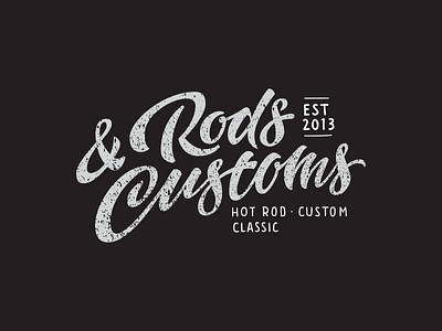 Rods n Customs calligraphy custom lettering logo retro rods