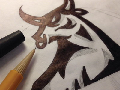 Logo Concept animal bull identity ink logo logo design pencil sketch sports
