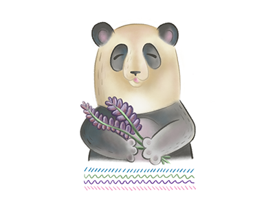 Panda animal character cute drawing flower friendly gift happy illustration panda smile sweet