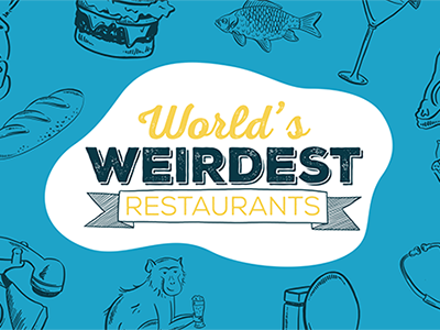 World's Weirdest Restaurants branding bread burger fish illustration logo monkey restaurants weird world