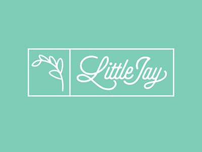 Little Jay box branch brand classic cursive design elegant flower green leaf little logo