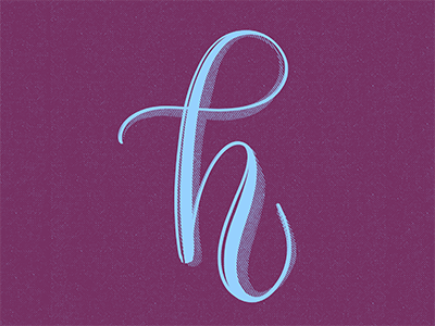 H 36 days of type blue calligraphy cursive goodtype h illustration lettering purple shadow texture typography