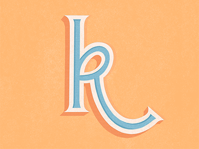 K 2d 36 days of type blue bold border illustration k letter lettering orange texture type