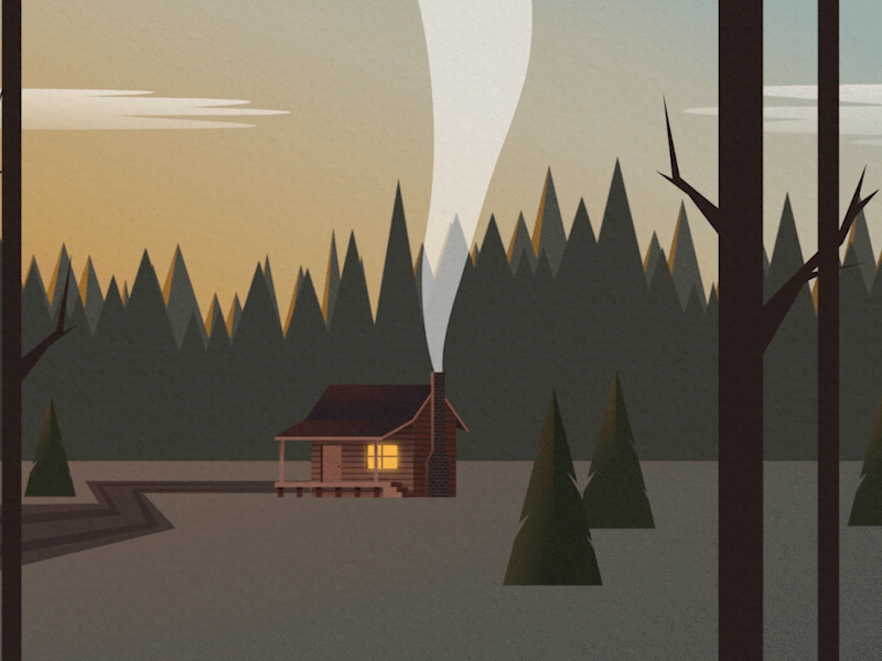 Cabin animation cabin flat illustration nature outdoors woods