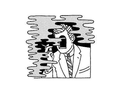 Release black black and white cigarette comic digital illustration door drawing illustration man portal smoke smoking suit tattoo texture tie white