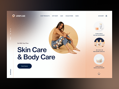 Skin Care Design Exploration app creative design ecommerce gradient hero minimal shopify shopping app trend typography ui ux