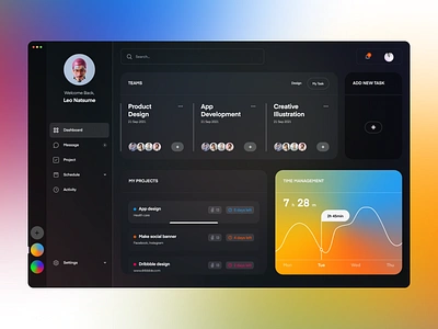 Project Management Dashboard 2021 trend creative dashboard design gradient saas app saas web design template typography webapp webapplication