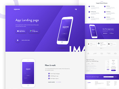 Imagine App Landing page applandingpage creative design google gradient imagine new purple template trend typography