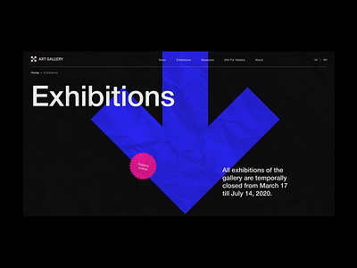 Art Gallery. Exhibitions page art art gallery dark ui design exhibition design interface minimalist swiss design swiss style ui ui ux uidesign web web design webdesign website design