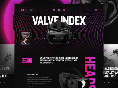 Valve Index - Desktop Mock Concept branding concept design future gaming grid hot pink steam tech technology ui ux valve video games violet virtual reality visual design vr website