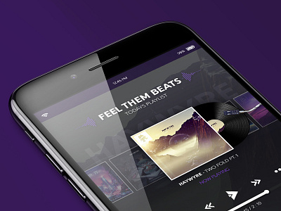 Music Player - Ui Concept black buttons icons media player mobile music music player phone player purple ui vinyl record