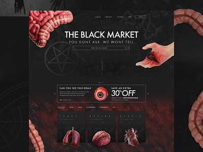 Black Market - Mocktober 2017 blood concept dark demons design evil gore landing landing page mocktober mockup organs red satan web website
