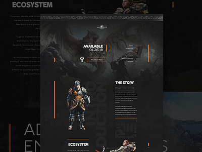 Monster Hunter World - Mockup Concept dark design gaming grid home page hunting landing mockup monster hunter orange tribal video game website