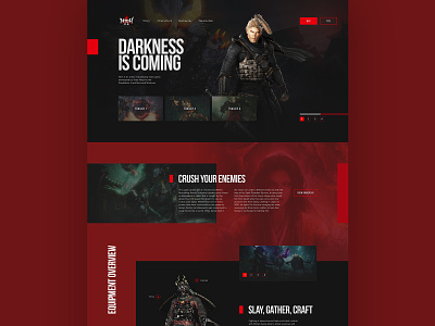 Nioh - Mock Concept black demons design gaming grid landing page layout nioh red samurai ui video games web