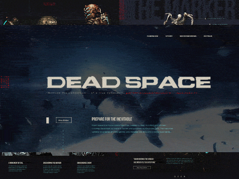 2018 Mocktober - Dead Space Mock Concept aliens concept dark dead space design gaming grid landing page layout mocktober space ui video games web zombies