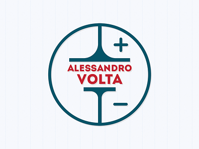 Alessandro Volta logo battery circuitry design logo minus plus school volt volta