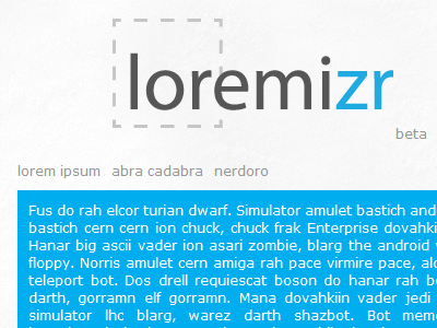 Loremizr beta dummy generator lorem loremipsum loremizr magic nerd text words