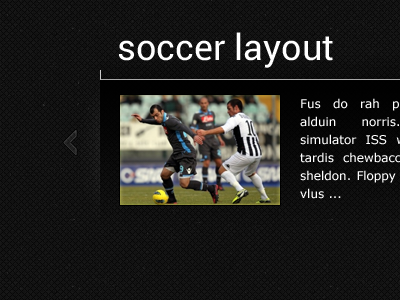 Soccer Layout arrows black dark header latest posts layout soccer title