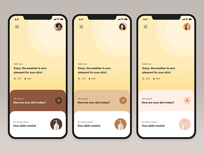 [der.me] skins tones variations iphone app skin skincare ui ui design user experience user interface visual design