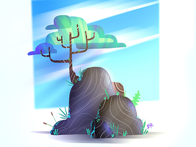 tree illustration ipadpro procreate sky sun sunnyday tree
