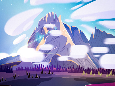 Valley clouds forest illustration mountain nice procreate sky travel trip valley