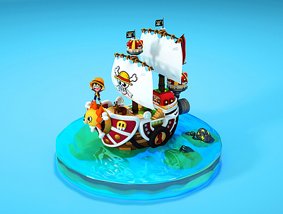 Sunny go and luffy 3d anime characterdesign characters cinema4d design illustration luffy nice ocean onepiece photoshop pirates procreate sea toy