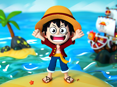Sunny go and luffy 3d characterdesign characters cinema4d design illustration nice onepiece photoshop procreate toy