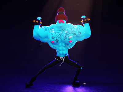 muscleman 3d characterdesign characters cinema4d design fit fitness fun illustration nice procreate toy