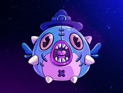 Wizzard fish characterdesign characters dark fish fishing fun globe illustration ipad nice procreate purple
