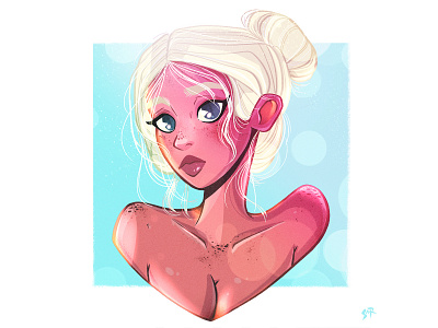serious girl characterdesign characters cute design girl illustration illustrator lightblue pink procreate wacom