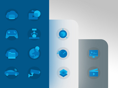 Simplistic Icon Set — Data Storage Industries & Benefits blue branding icon icon set icons identity illustration overlay system
