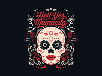 Raleigh Brewing: Hell Yes Mamacita Bottle Label beer bottle branding brewery day of the dead design dia de muertos illustration illustrator label raleigh brewing vector