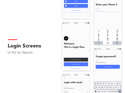 Login Screens UI Kit app free ios iphone kit login mobile pattern resource sketch ui
