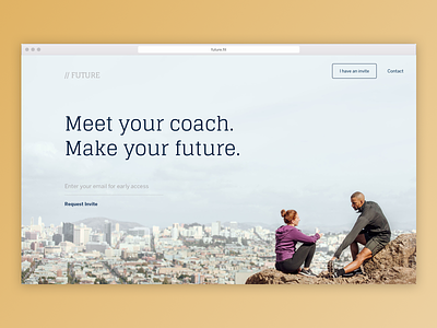 Future Landing Page beta coach fitness invite landing marketing startup trainer web
