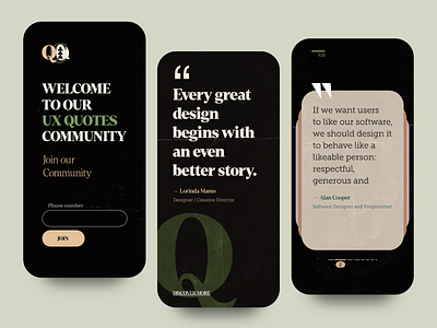 Quotes community - App app app design application design graphic design ios iphone mobile ui ux web web design