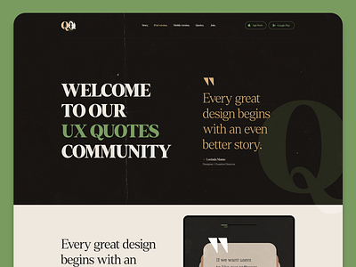Quotes community - Landing page colored design graphic design landing page ui ux web web design