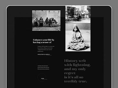Black & White - History design landing page ui ux web web design