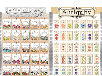 Antiquity buttons covered dimensional fabric