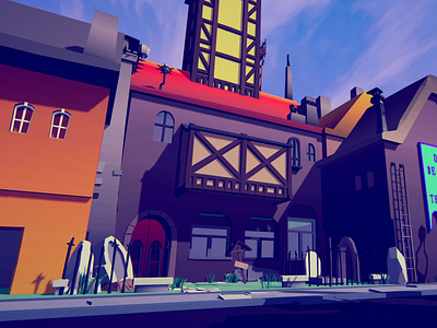 This is PolyVania 3d assets city envoirnment illustration landscape lowpoly town unity village