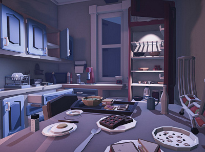 Kitchen 80`s 3d lowpoly spielberg stranger things unity