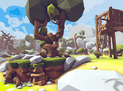 Wood Land emaceart forest lowpoly meadows wooden