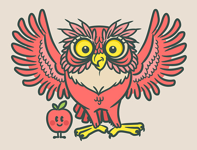 The Owl & The Apple apple education illustration owl