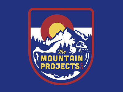 Mountain Projects Co badge blue builder colorado contractor design logo mountain patch ski snow snowboard